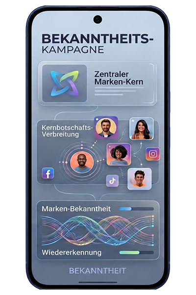 Bekanntheits-Kampagne — Marken-Kern, Botschafts-Verbreitung und Wiedererkennung